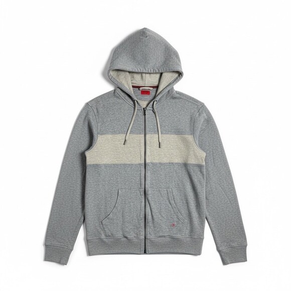 Isaia Napoli gray color block mens hoodie sweatshirt size XXL doubleface jersey